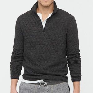 J.Crew AU005  Quilted half zip pullover Heather Charcoal Grey